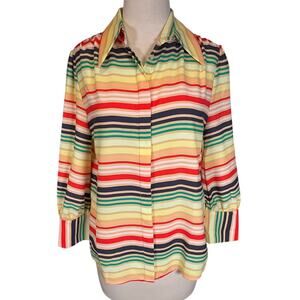 Halogen Atlantic-Pacific Multicolor Stripe Blouse Size Small Excellent Condition